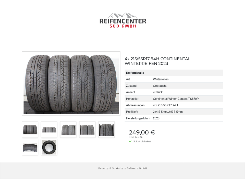 4x 215/55R17 94H CONTINENTAL WINTERREIFEN 2023 #263U – Bild 8