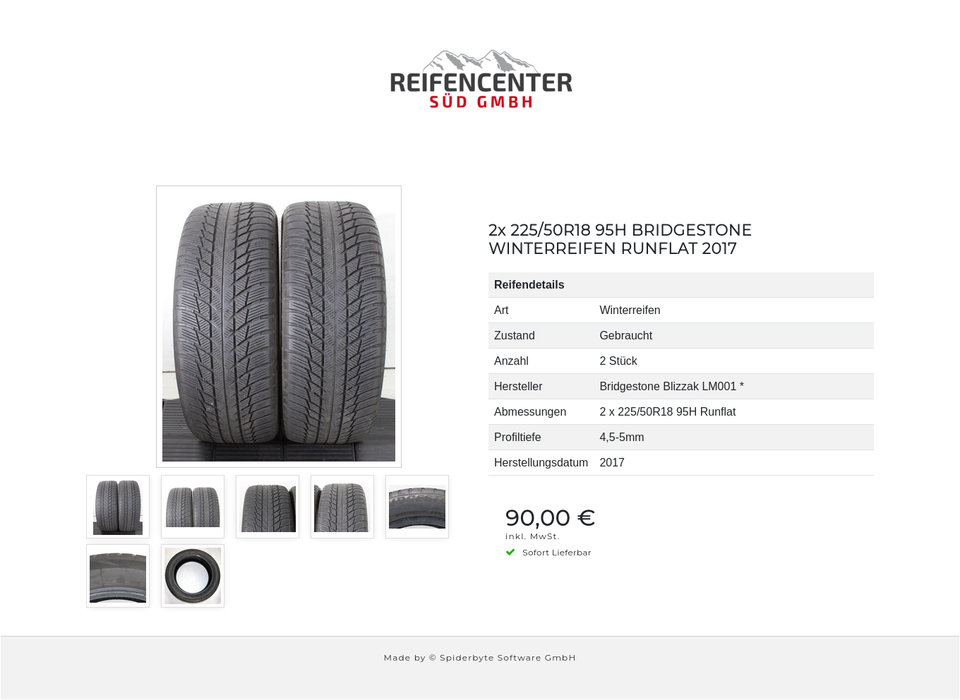 2x 225/50R18 95H BRIDGESTONE WINTERREIFEN RUNFLAT 2017 #228M – Bild 8