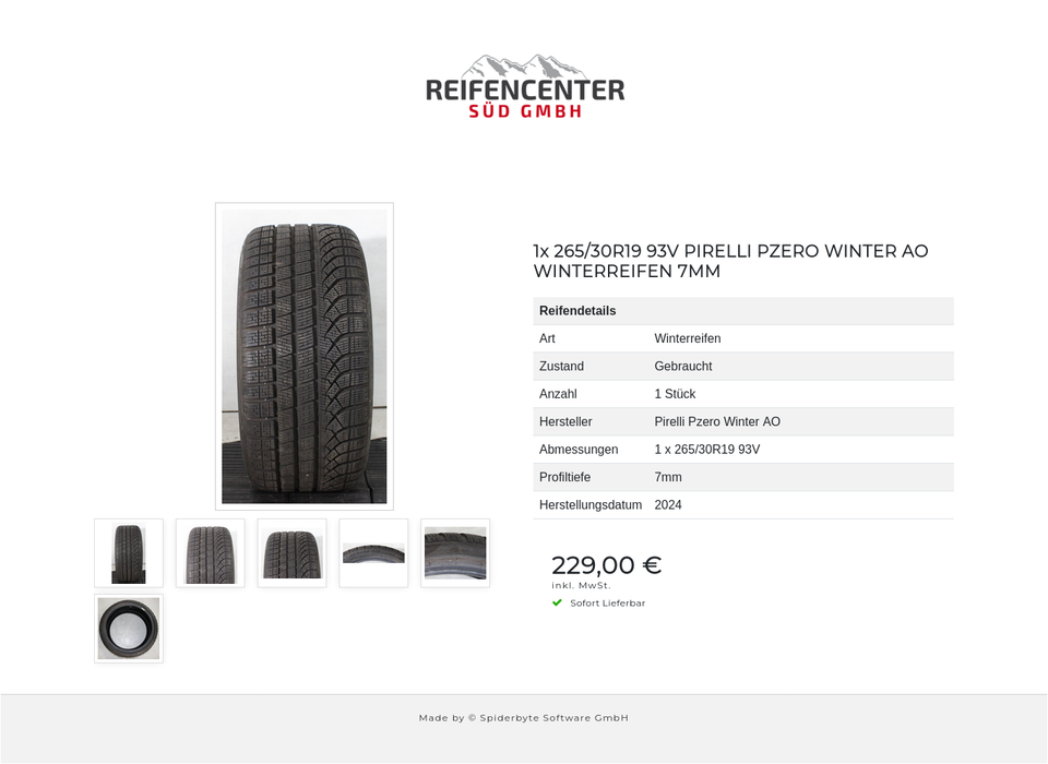 1x 265/30R19 93V PIRELLI PZERO WINTER AO WINTERREIFEN 7MM #26OC – Bild 7