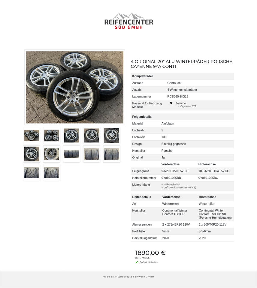 4 ORIGINAL 20" ALU WINTERRÄDER PORSCHE CAYENNE 9YA CONTI #22ZC – Bild 13