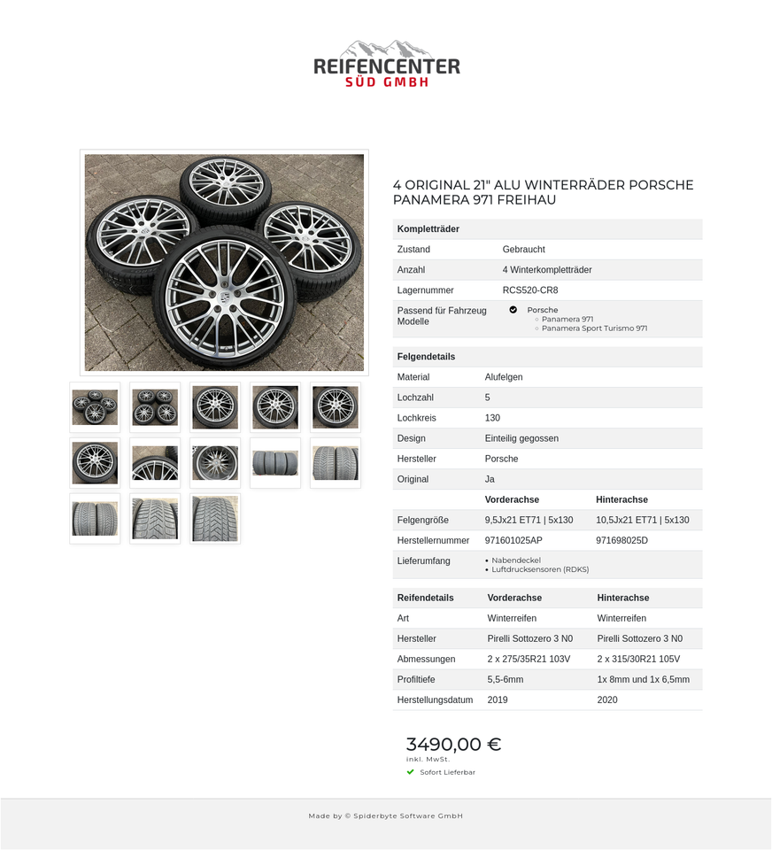 4 ORIGINAL 21" ALU WINTERRÄDER PORSCHE PANAMERA 971 FREIHAU #22ST – Bild 14