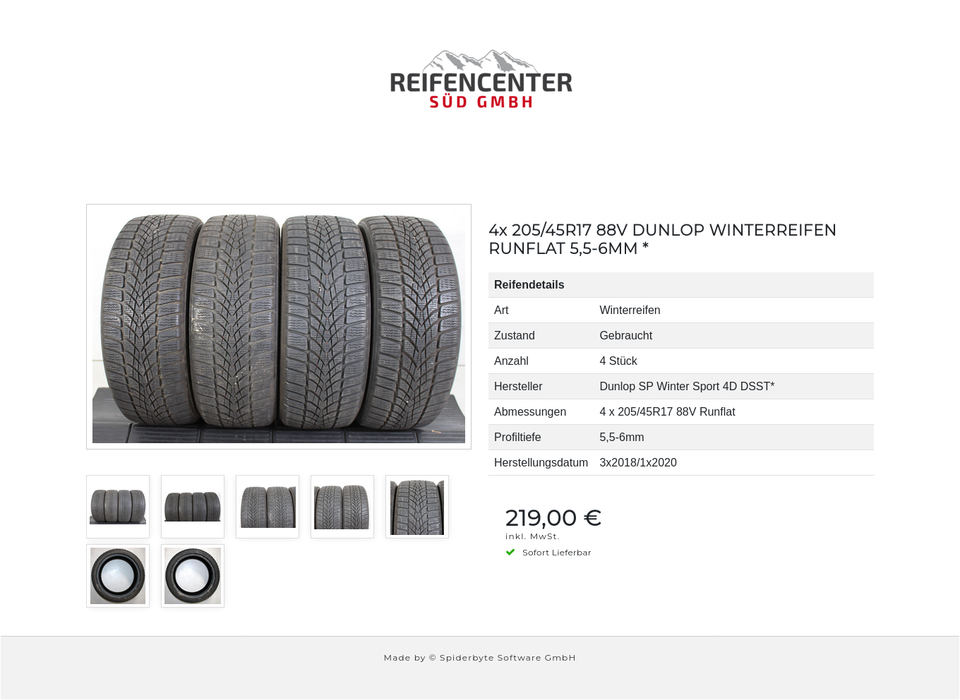 4x 205/45R17 88V DUNLOP WINTERREIFEN RUNFLAT 5,5-6MM * #1I4L – Bild 8