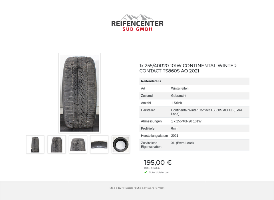 1x 255/40R20 101W CONTINENTAL WINTER CONTACT TS860S AO 2021 #249F – Bild 6