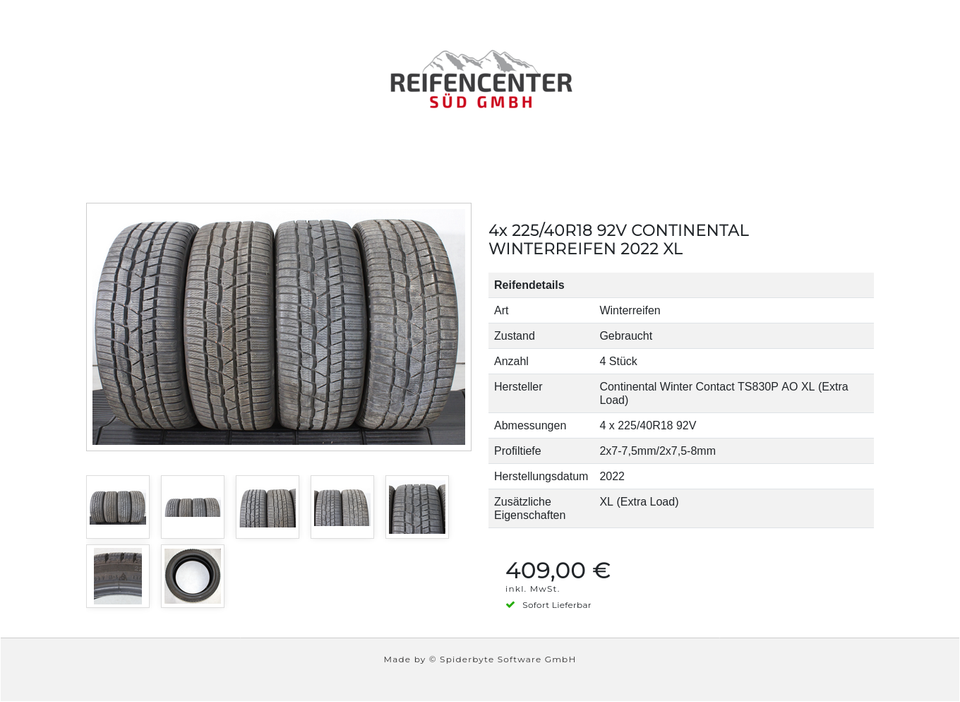 4x 225/40R18 92V CONTINENTAL WINTERREIFEN 2022 XL #20PV – Bild 8