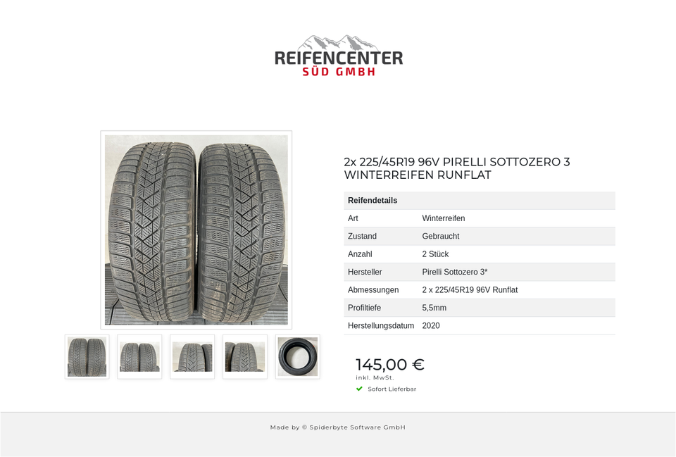 2x 225/45R19 96V PIRELLI SOTTOZERO 3 WINTERREIFEN RUNFLAT #170F – Bild 6
