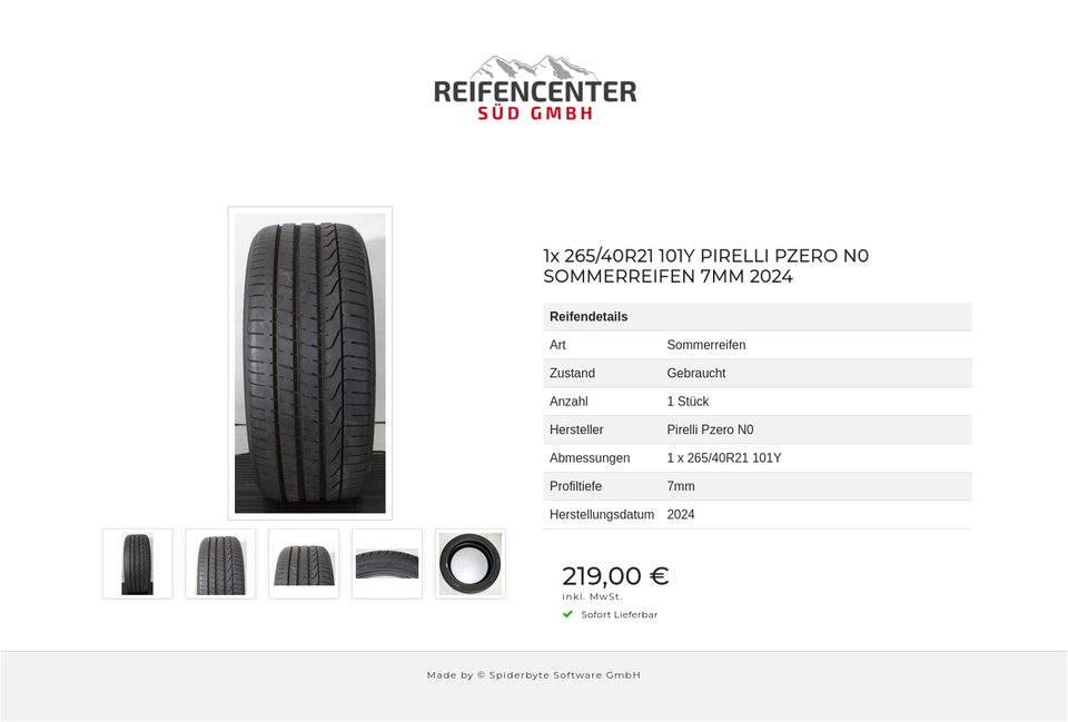 1x 265/40R21 101Y PIRELLI PZERO N0 SOMMERREIFEN 7MM 2024 #21TJ – Bild 6