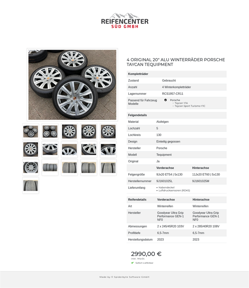 4 ORIGINAL 20" ALU WINTERRÄDER PORSCHE TAYCAN TEQUIPMENT #24EJ – Bild 17