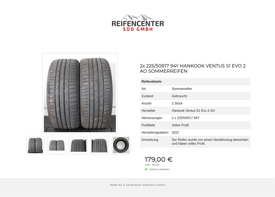 2x 225/50R17 94Y HANKOOK VENTUS S1 EVO 2 AO SOMMERREIFEN #20VP – Bild 6
