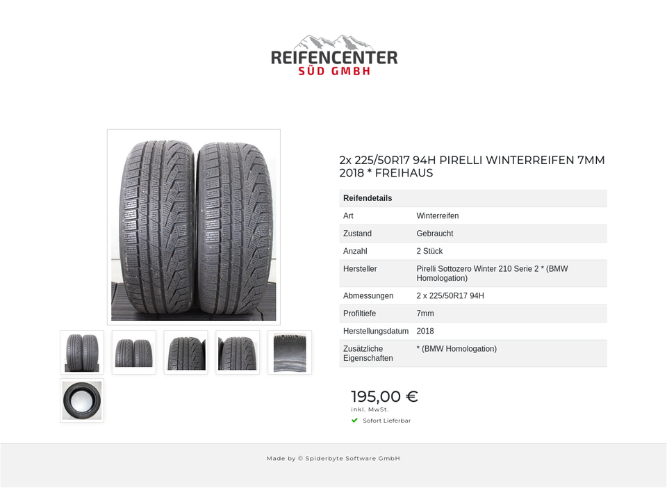2x 225/50R17 94H PIRELLI WINTERREIFEN 7MM 2018 * FREIHAUS #1ZRM – Bild 7