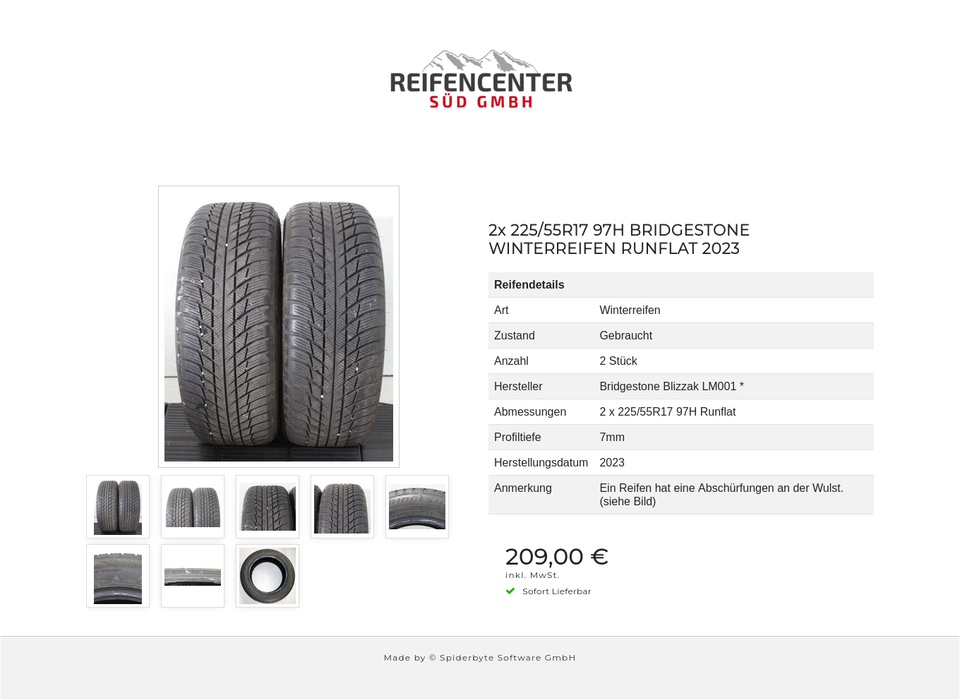 2x 225/55R17 97H BRIDGESTONE WINTERREIFEN RUNFLAT 2023 #228Z – Bild 9