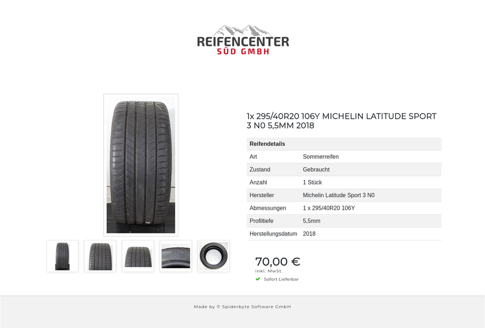 1x 295/40R20 106Y MICHELIN LATITUDE SPORT 3 N0 5,5MM 2018 #25KC – Bild 6