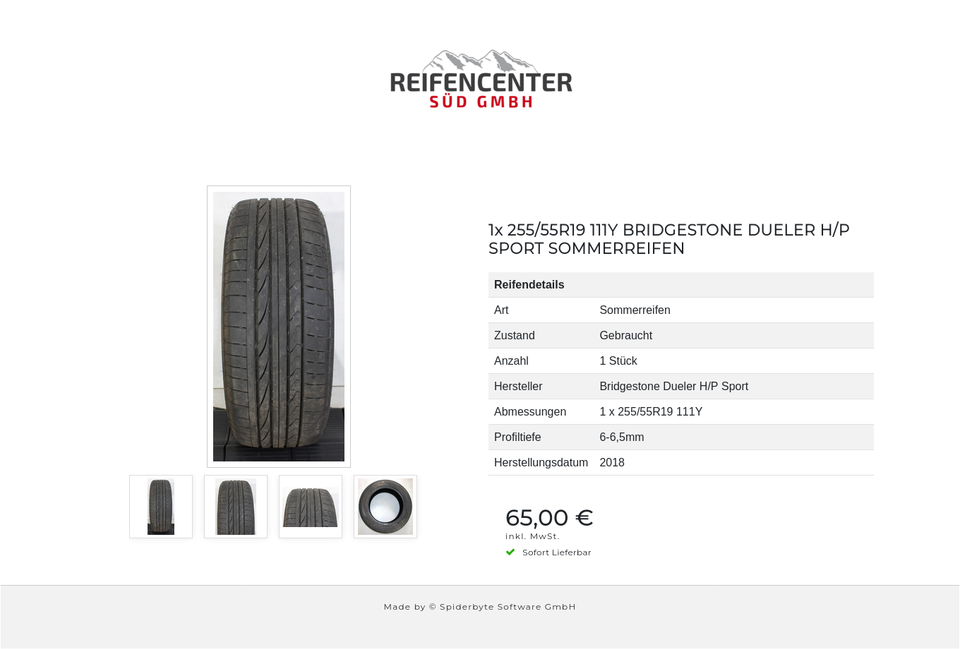 1x 255/55R19 111Y BRIDGESTONE DUELER H/P SPORT SOMMERREIFEN #1JXK – Bild 5