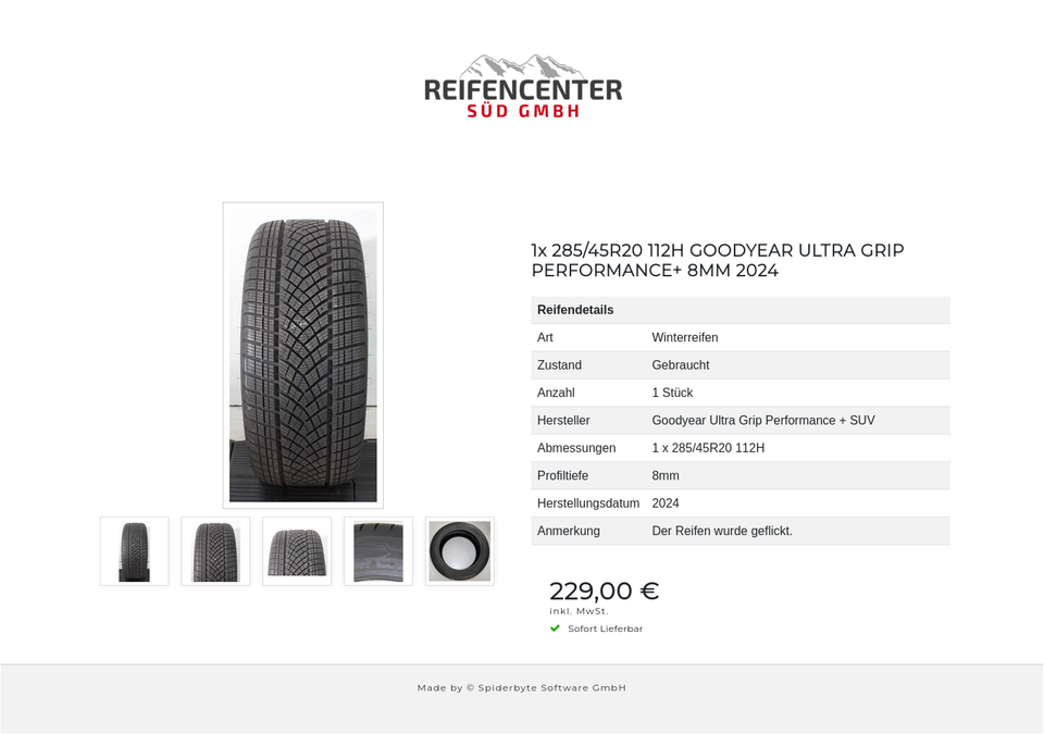 1x 285/45R20 112H GOODYEAR ULTRA GRIP PERFORMANCE+ 8MM 2024 #1ZKW – Bild 6