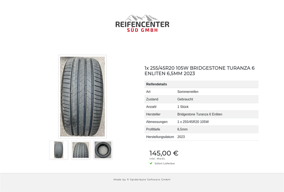 1x 255/45R20 105W BRIDGESTONE TURANZA 6 ENLITEN 6,5MM 2023 #1XNU – Bild 4