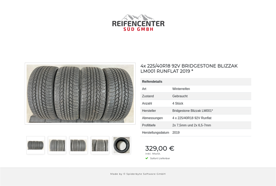 4x 225/40R18 92V BRIDGESTONE BLIZZAK LM001 RUNFLAT 2019 * #173U – Bild 6