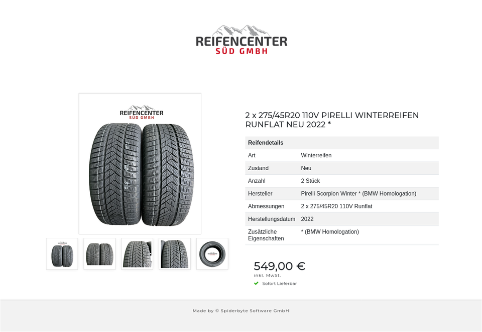 2 x 275/45R20 110V PIRELLI WINTERREIFEN RUNFLAT NEU 2022 * #1PKP – Bild 6