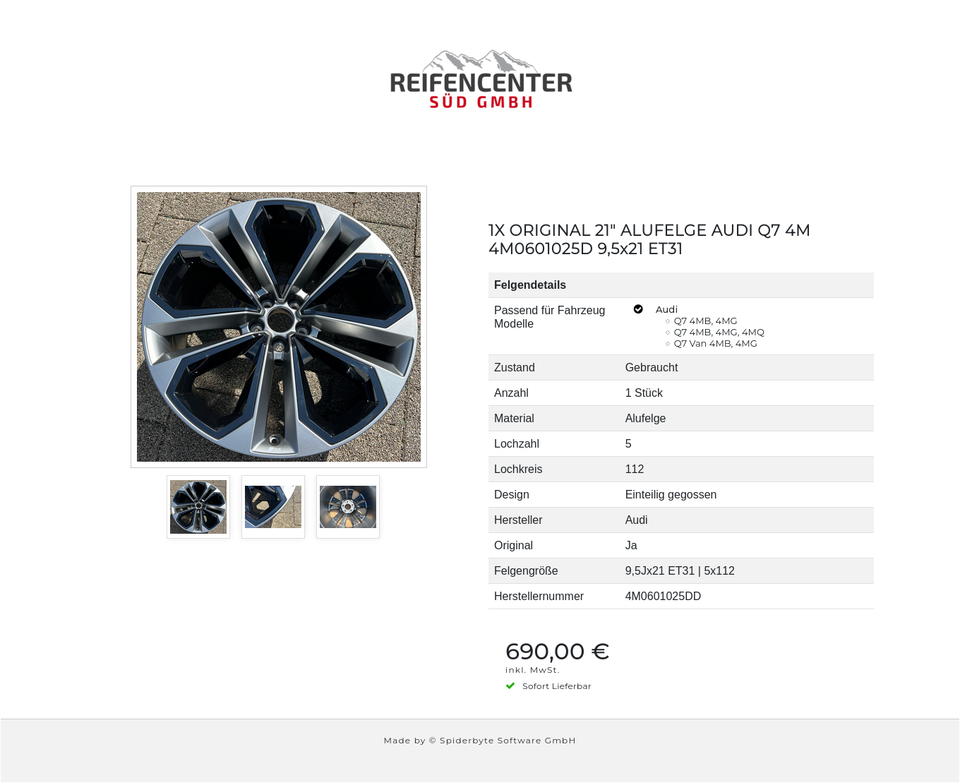 1X ORIGINAL 21" ALUFELGE AUDI Q7 4M 4M0601025D 9,5x21 ET31 #1YWN – Bild 4