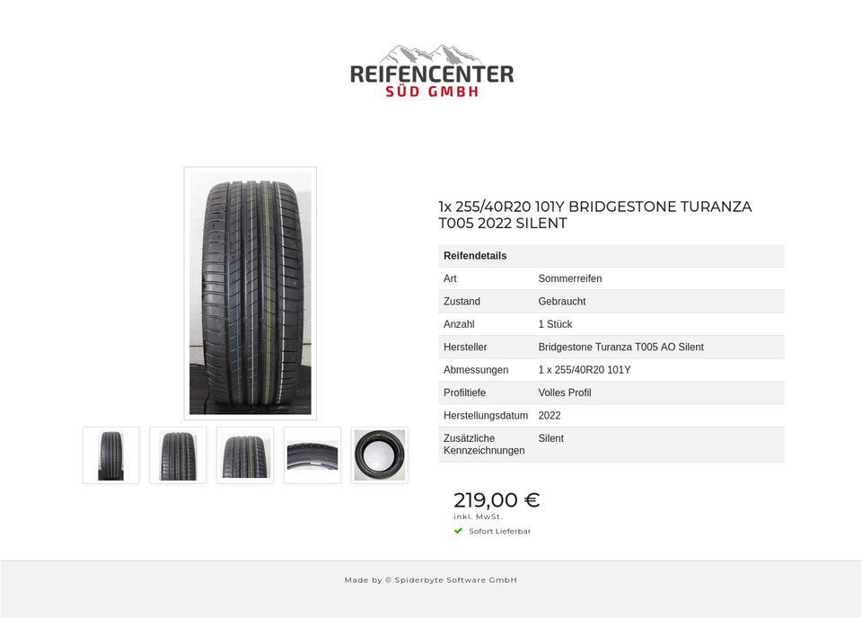 1x 255/40R20 101Y BRIDGESTONE TURANZA T005 2022 SILENT #24AP – Bild 6