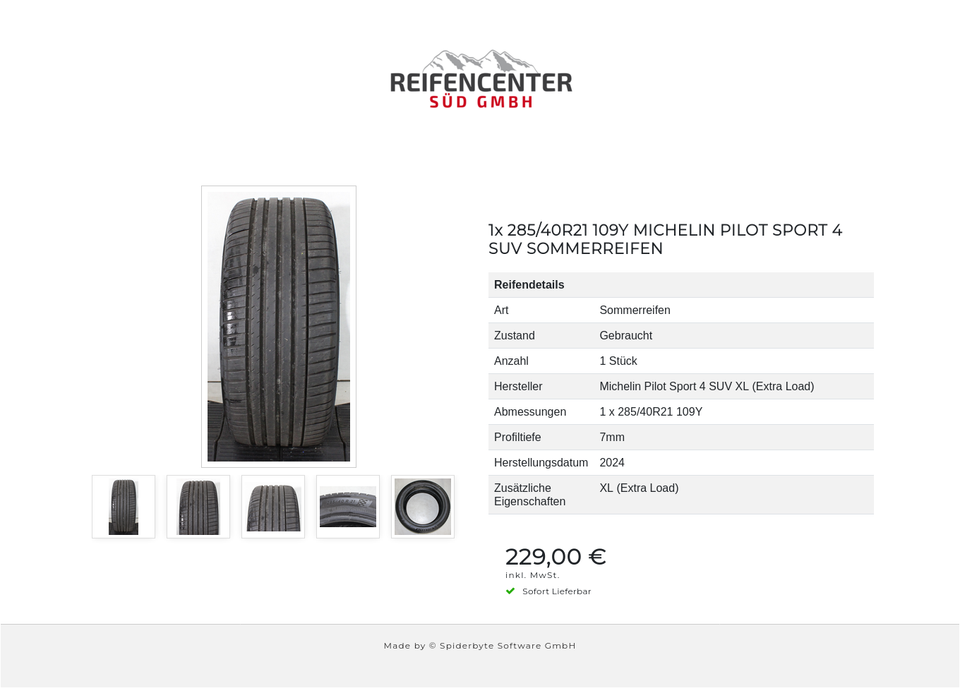 1x 285/40R21 109Y MICHELIN PILOT SPORT 4 SUV SOMMERREIFEN #248Z – Bild 6