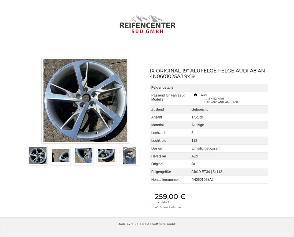 1X ORIGINAL 19" ALUFELGE FELGE AUDI A8 4N 4N0601025AJ 9x19 #1Y5P – Bild 6