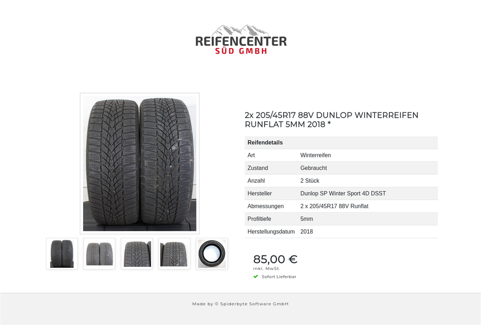 2x 205/45R17 88V DUNLOP WINTERREIFEN RUNFLAT 5MM 2018 * #1H8K – Bild 6