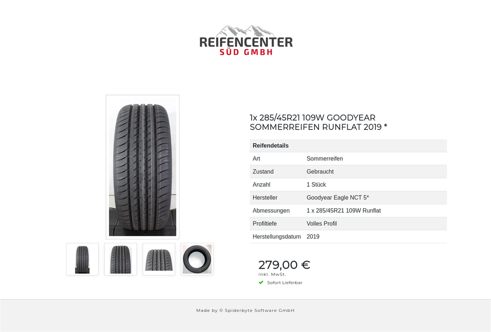 1x 285/45R21 109W GOODYEAR SOMMERREIFEN RUNFLAT 2019 * #1VKM – Bild 5