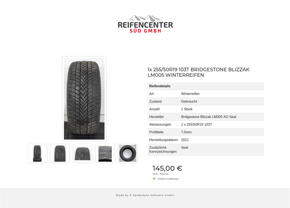 1x 255/50R19 103T BRIDGESTONE BLIZZAK LM005 WINTERREIFEN #1U4K – Bild 6