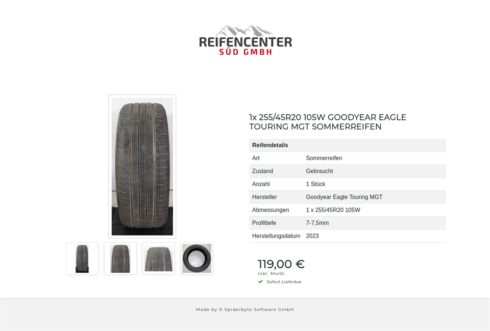 1x 255/45R20 105W GOODYEAR EAGLE TOURING MGT SOMMERREIFEN #1VYW – Bild 5