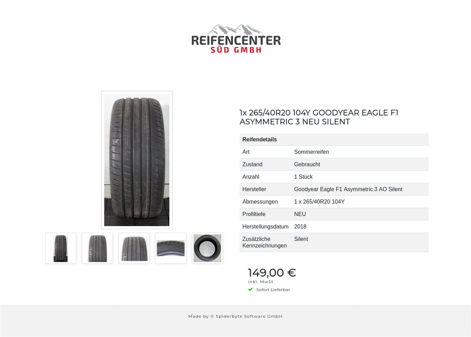 1x 265/40R20 104Y GOODYEAR EAGLE F1 ASYMMETRIC 3 NEU SILENT #259M – Bild 6