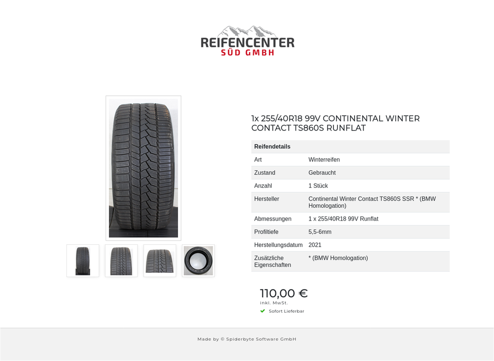 1x 255/40R18 99V CONTINENTAL WINTER CONTACT TS860S RUNFLAT #1H9S – Bild 5