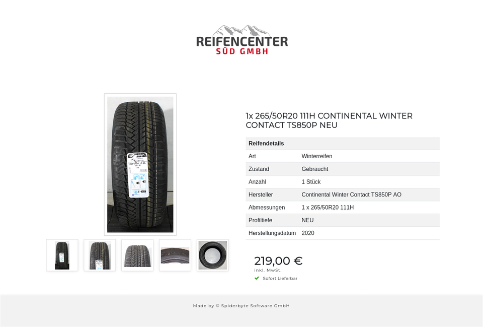 1x 265/50R20 111H CONTINENTAL WINTER CONTACT TS850P NEU #258X – Bild 6
