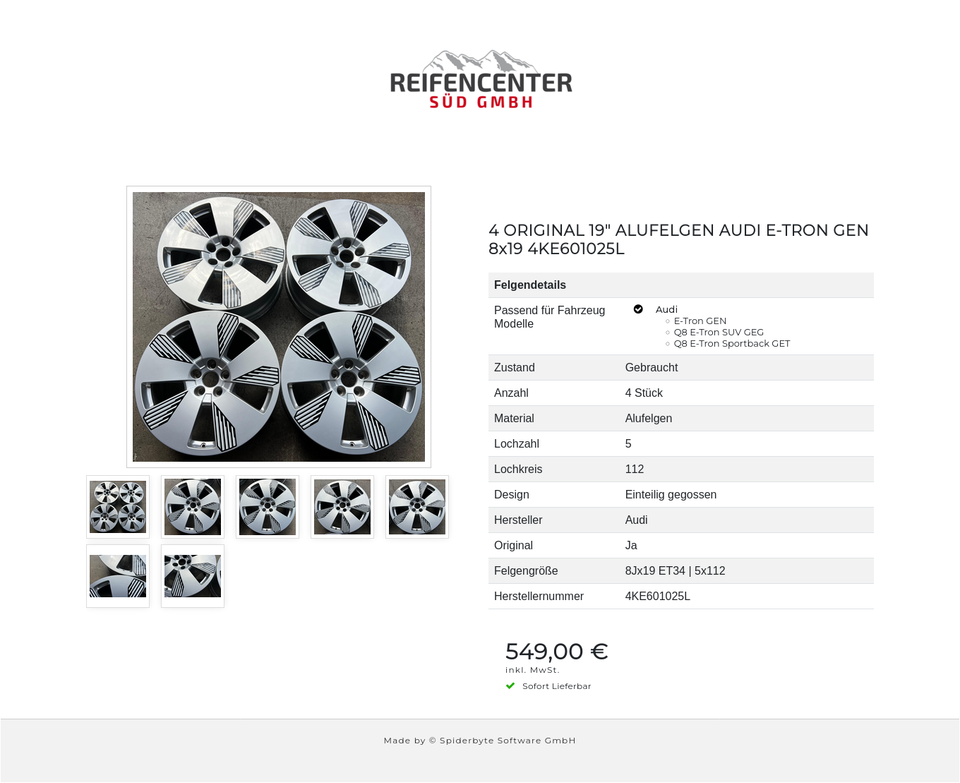 4 ORIGINAL 19" ALUFELGEN AUDI E-TRON GEN 8x19 4KE601025L #1XMB – Bild 8