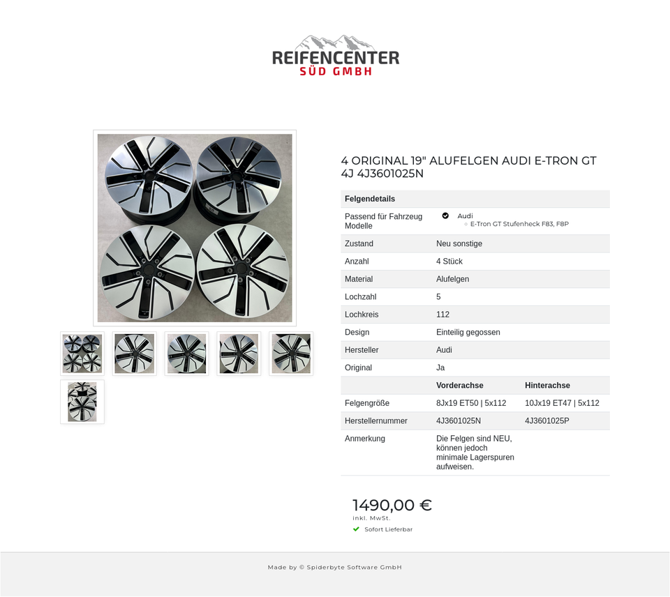 4 ORIGINAL 19" ALUFELGEN AUDI E-TRON GT 4J 4J3601025N #1W3N – Bild 7