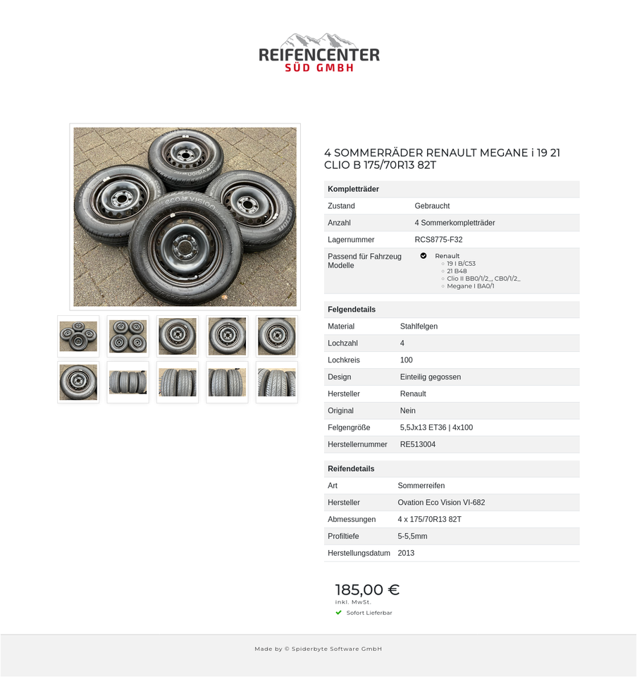 4 SOMMERRÄDER RENAULT MEGANE i 19 21 CLIO B 175/70R13 82T #1QRO – Bild 11