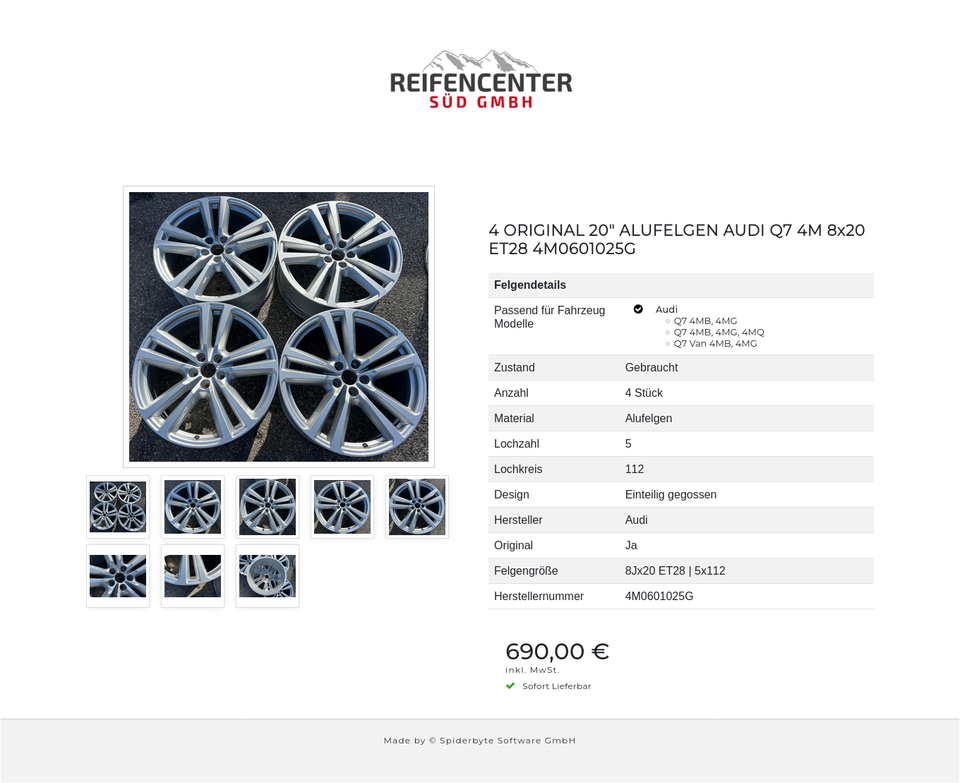 4 ORIGINAL 20" ALUFELGEN AUDI Q7 4M 8x20 ET28 4M0601025G #1F9J – Bild 9