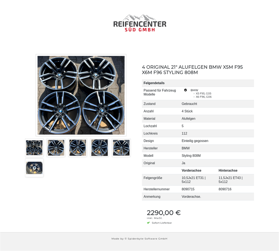 4 ORIGINAL 21" ALUFELGEN BMW X5M F95 X6M F96 STYLING 808M #1TSU – Bild 7