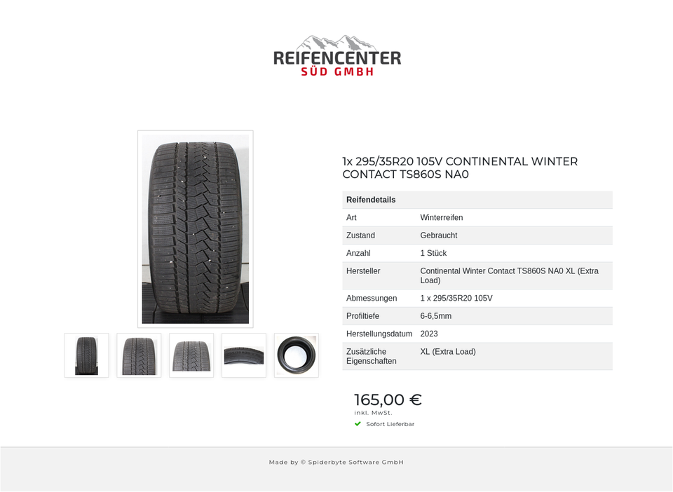 1x 295/35R20 105V CONTINENTAL WINTER CONTACT TS860S NA0 #23IE – Bild 6