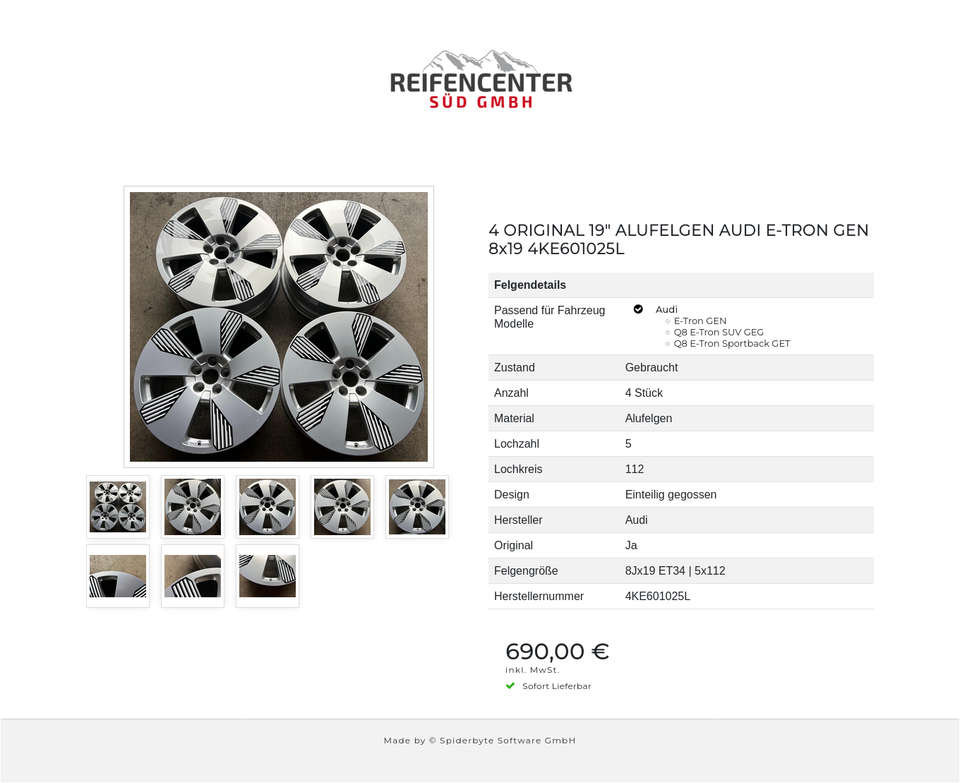 4 ORIGINAL 19" ALUFELGEN AUDI E-TRON GEN 8x19 4KE601025L #1ZDM – Bild 9