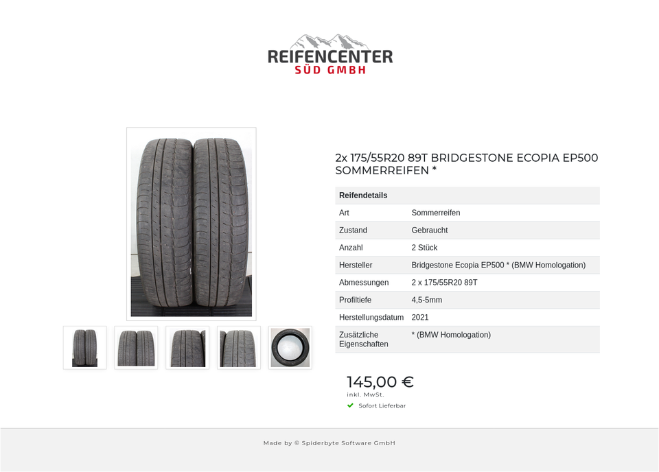 2x 175/55R20 89T BRIDGESTONE ECOPIA EP500 SOMMERREIFEN * #1W1S – Bild 6