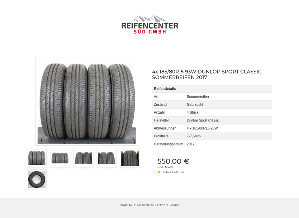 4x 185/80R15 93W DUNLOP SPORT CLASSIC SOMMERREIFEN 2017 #1F8P – Bild 7