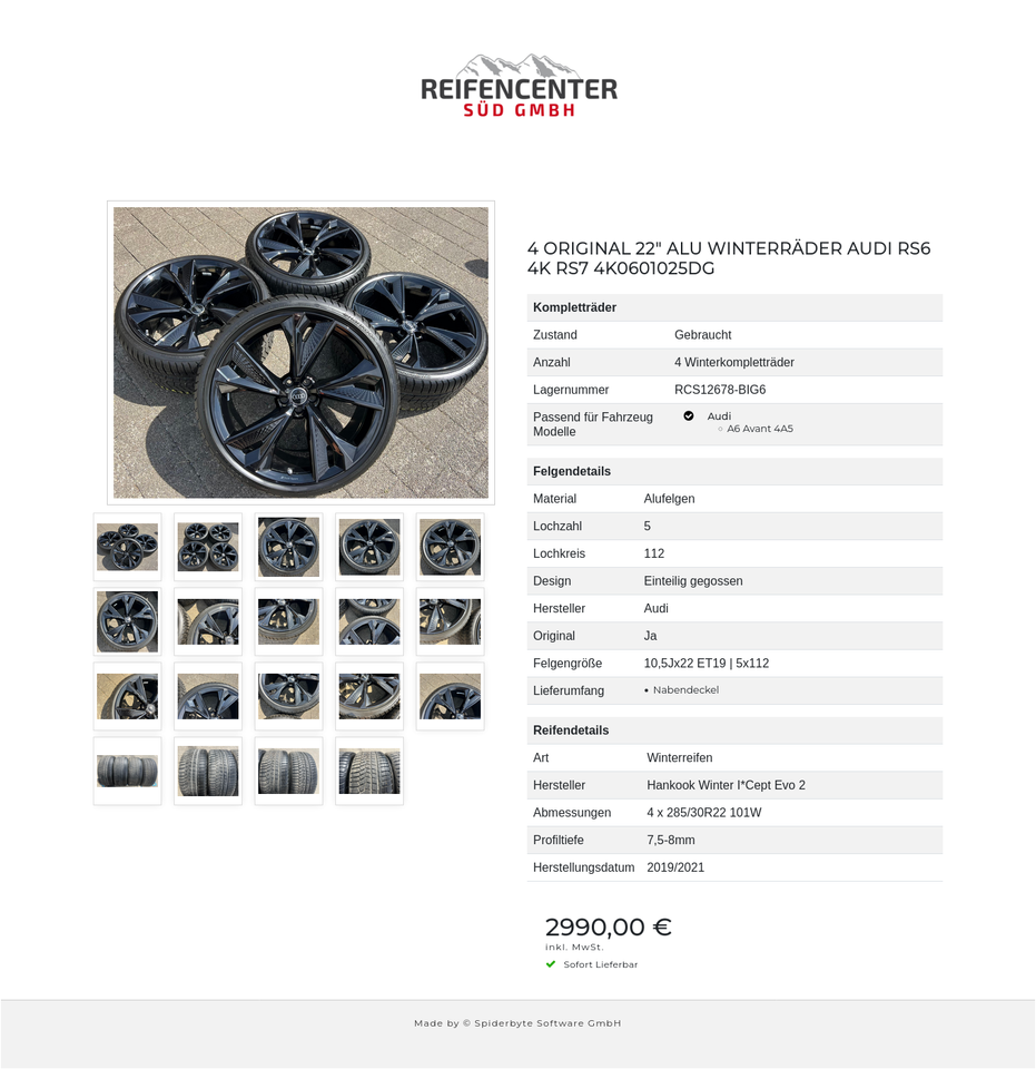 4 ORIGINAL 22" ALU WINTERRÄDER AUDI RS6 4K RS7 4K0601025DG #203P – Bild 20