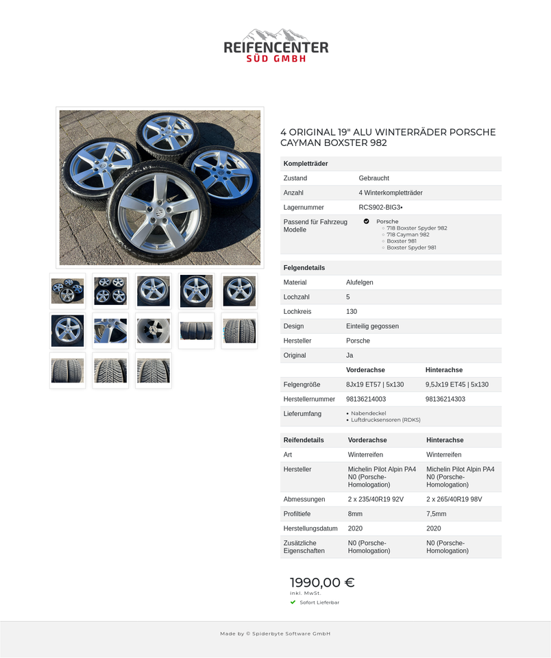 4 ORIGINAL 19" ALU WINTERRÄDER PORSCHE CAYMAN BOXSTER 982 #23ED – Bild 14