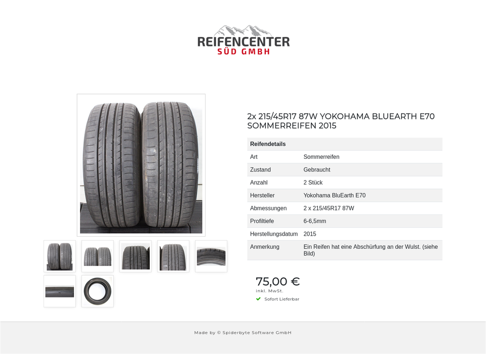 2x 215/45R17 87W YOKOHAMA BLUEARTH E70 SOMMERREIFEN 2015 #236Y – Bild 8