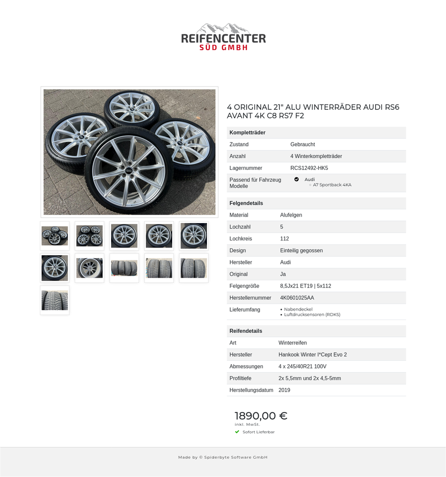 4 ORIGINAL 21" ALU WINTERRÄDER AUDI RS6 AVANT 4K C8 RS7 F2 #20RL – Bild 12