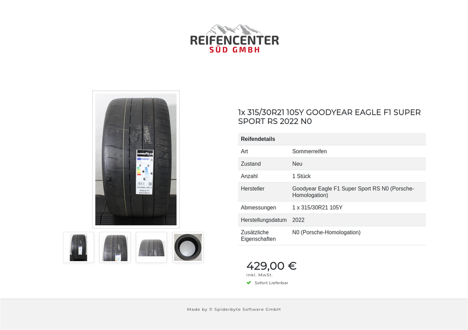 1x 315/30R21 105Y GOODYEAR EAGLE F1 SUPER SPORT RS 2022 N0 #1YOC – Bild 5