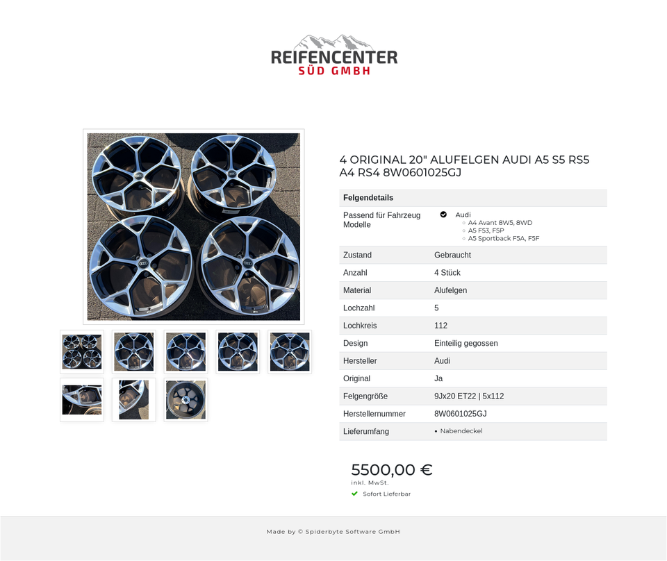 4 ORIGINAL 20" ALUFELGEN AUDI A5 S5 RS5 A4 RS4 8W0601025GJ #26VE – Bild 9