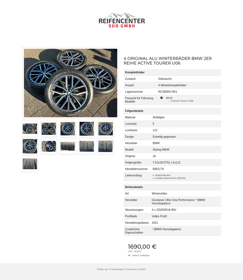 4 ORIGINAL ALU WINTERRÄDER BMW 2ER REIHE ACTIVE TOURER U06 #1PVP – Bild 12