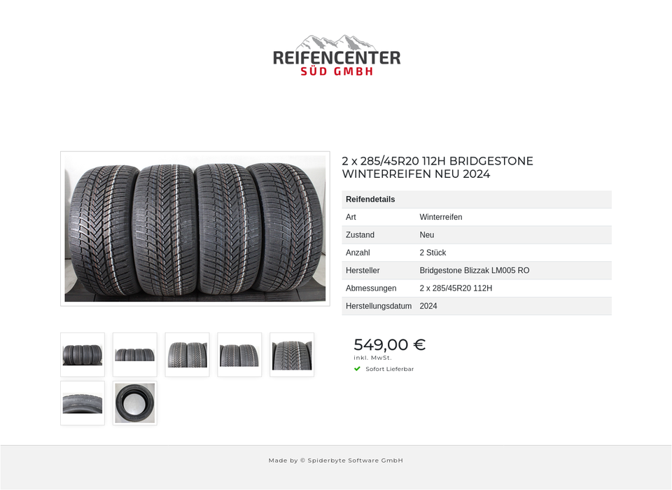 2 x 285/45R20 112H BRIDGESTONE WINTERREIFEN NEU 2024 #27IB – Bild 8