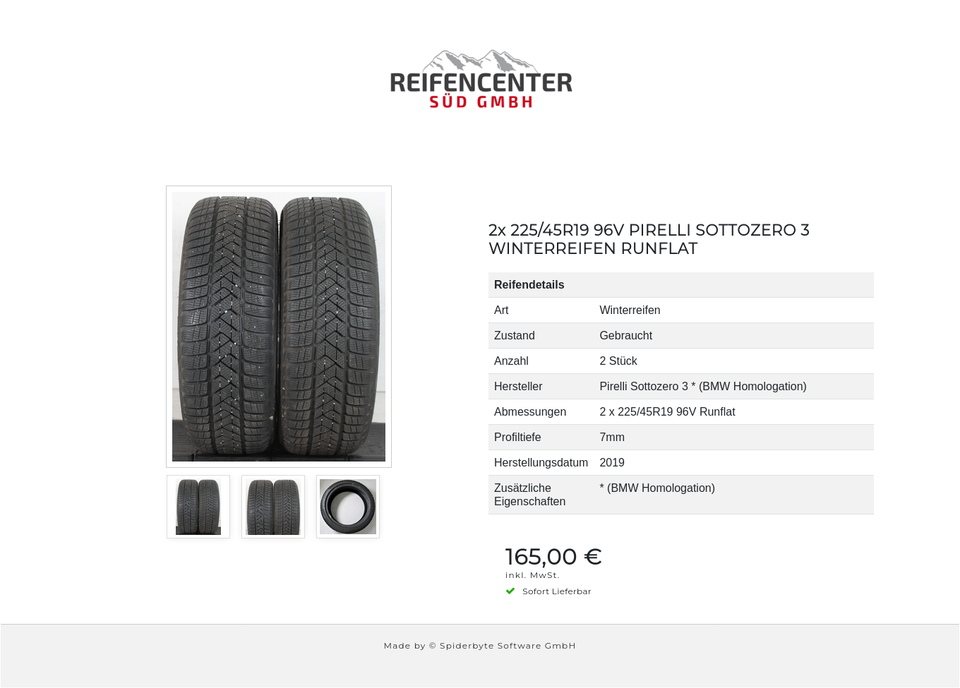 2x 225/45R19 96V PIRELLI SOTTOZERO 3 WINTERREIFEN RUNFLAT #15WZ – Bild 4