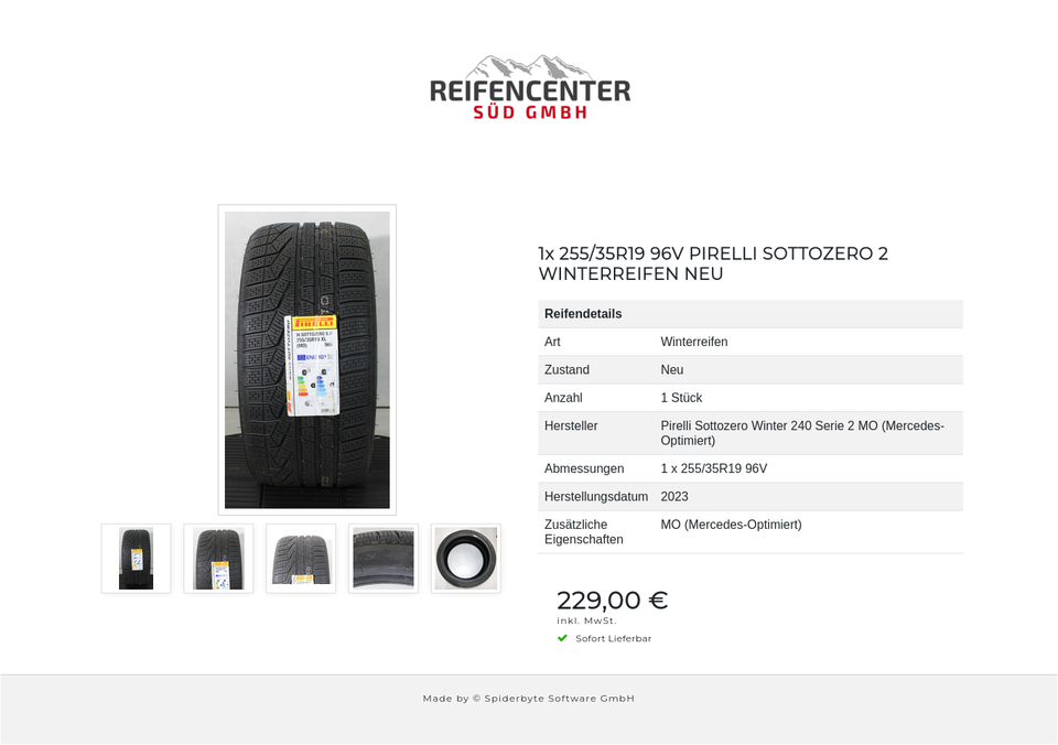 1x 255/35R19 96V PIRELLI SOTTOZERO 2 WINTERREIFEN NEU #1Y8N – Bild 6